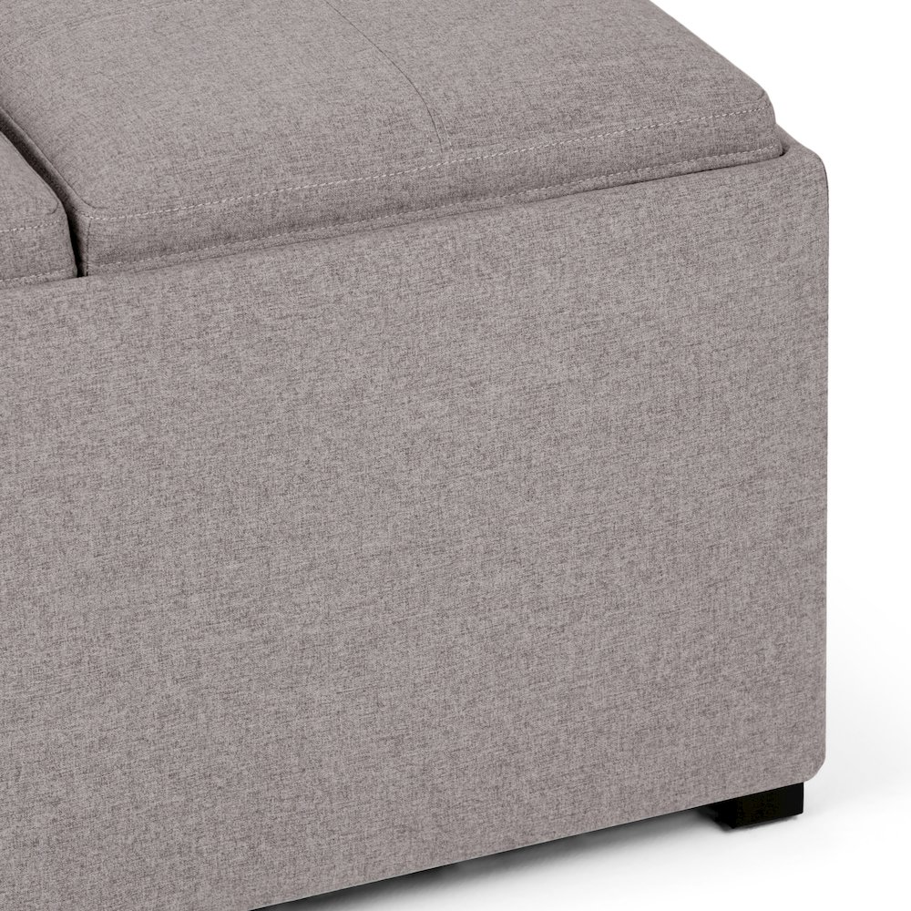 Avalon Square Coffee Table Storage Ottoman In Cloud Grey Linen Look Fabric. Picture 4