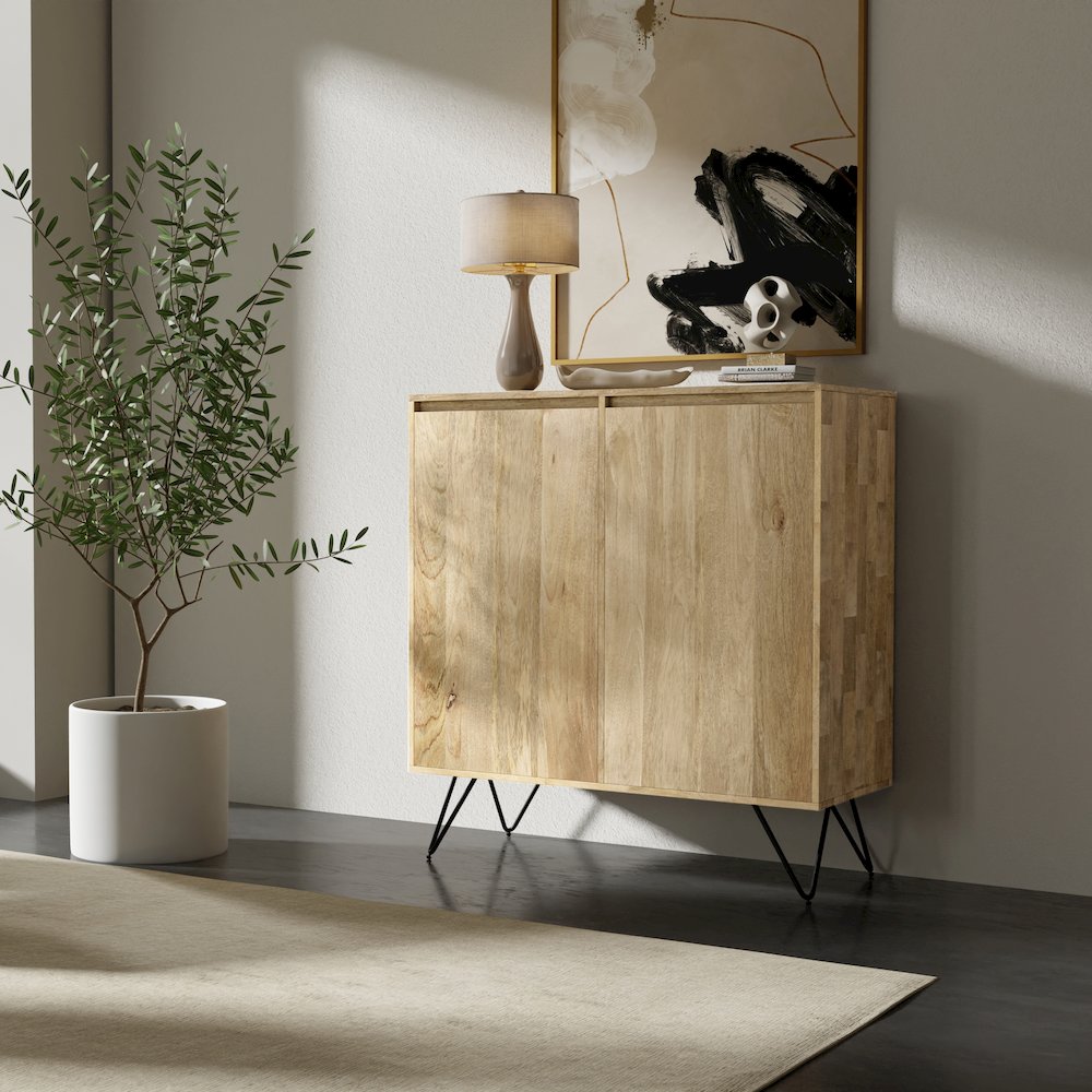 Hunter Solid Mango Wood Medium Storage Cabinet In Natural. Picture 5