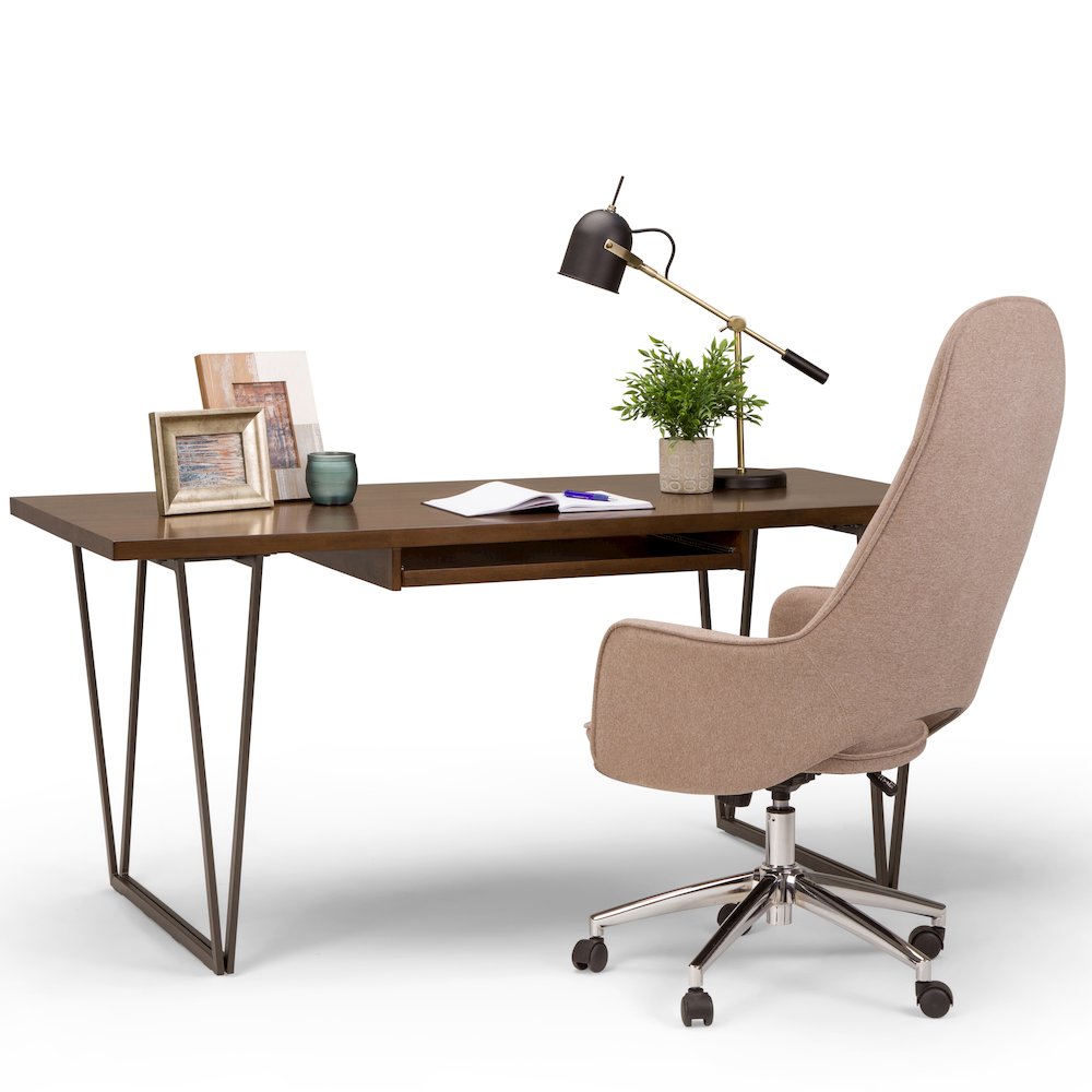 Ryder Solid Wood Desk In Natural Aged Brown. Picture 5