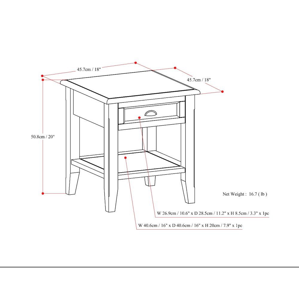 Burlington Solid Wood End Table In Mahogany Brown. Picture 6