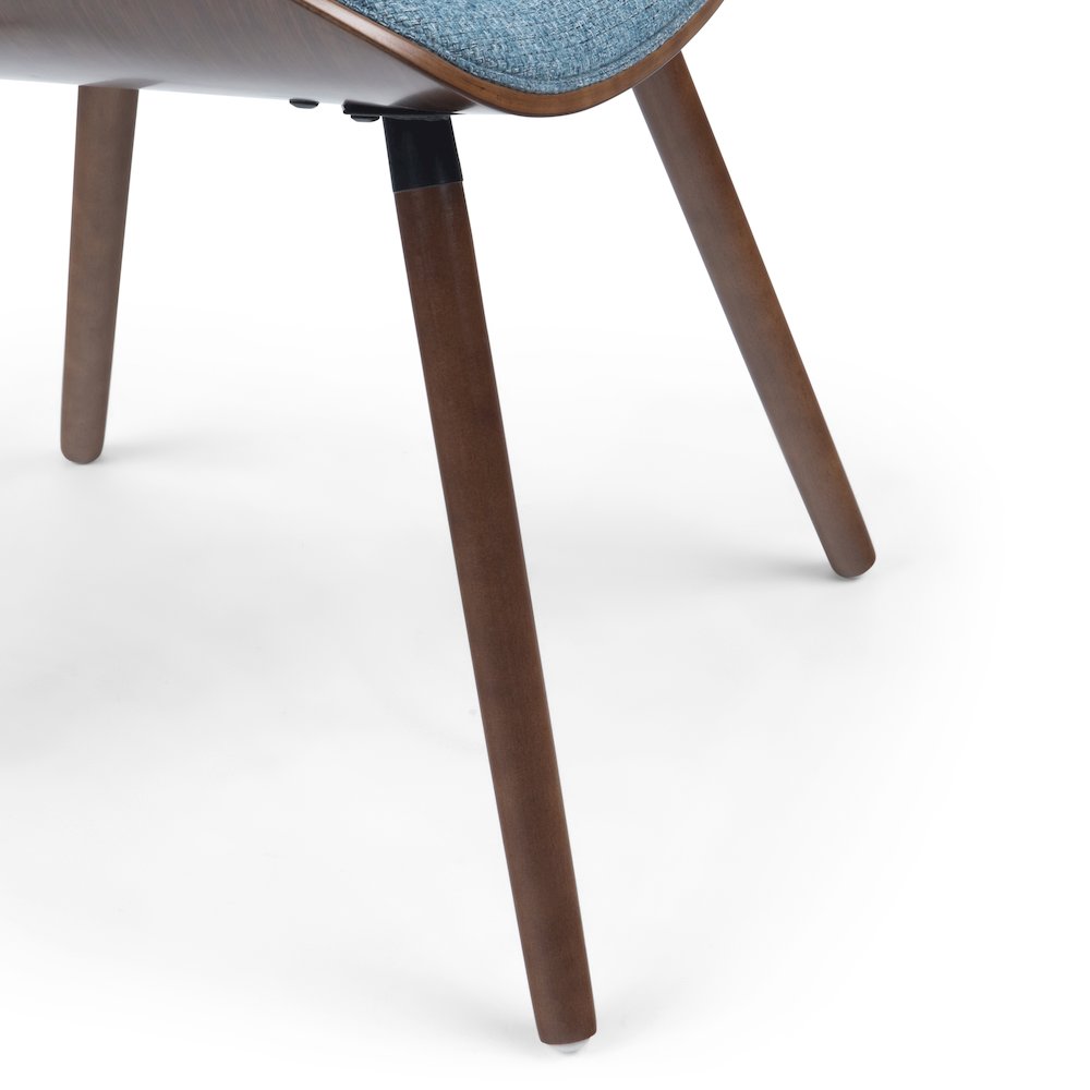 Malden Bentwood Dining Chair With Wood Back In Denim Blue Linen Look Fabric. Picture 3