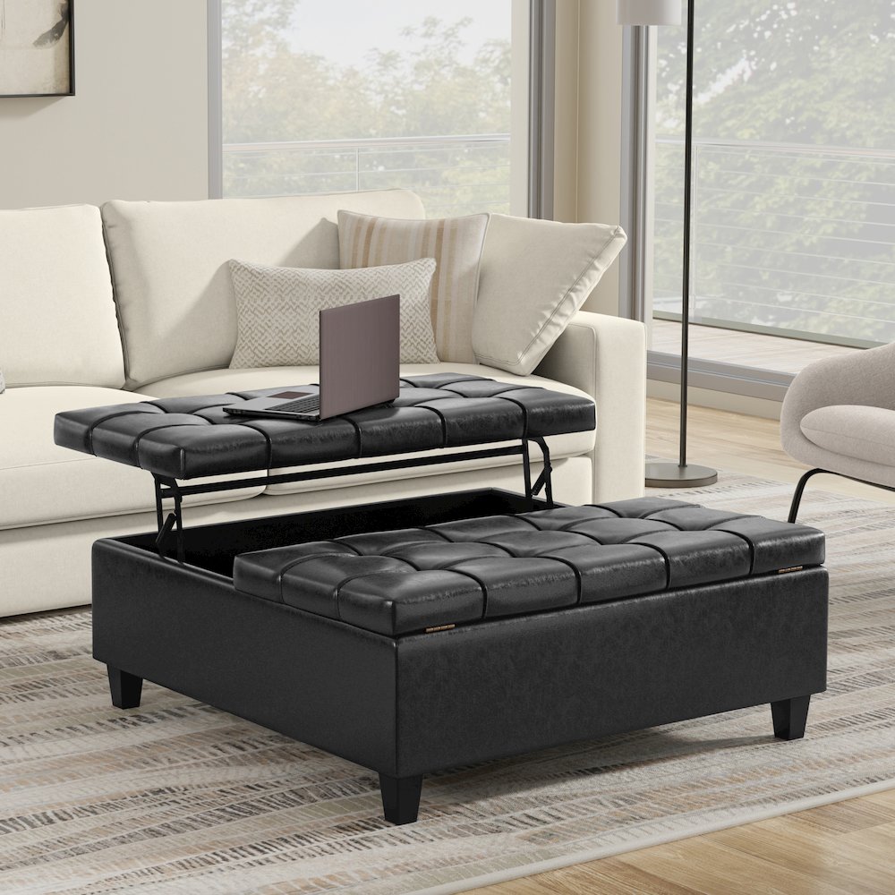 40 inch Wide Square Large Coffee Table Storage Ottoman. Picture 7