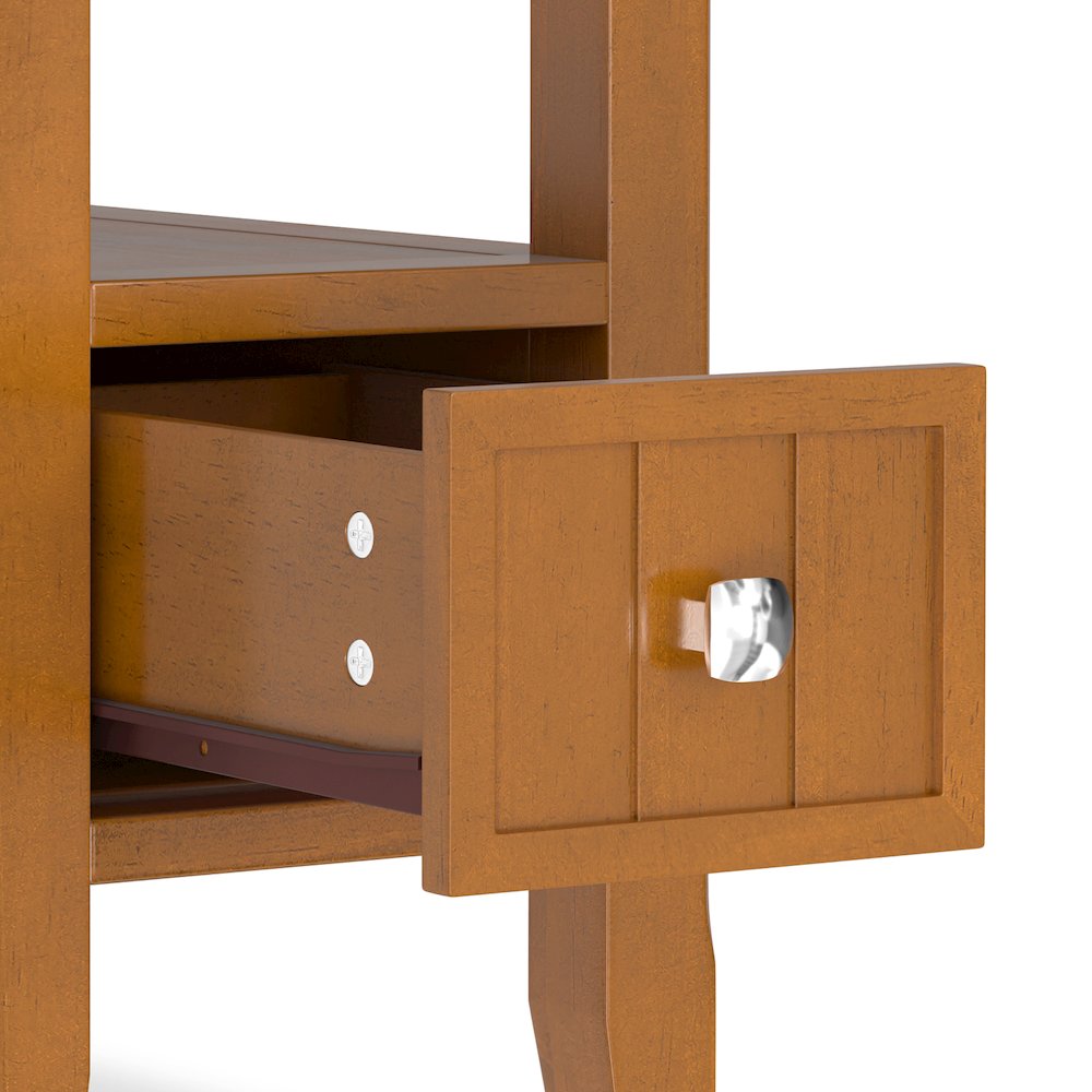 Solid Wood Transitional Narrow Side Table With Drawer In Light Golden Brown. Picture 4