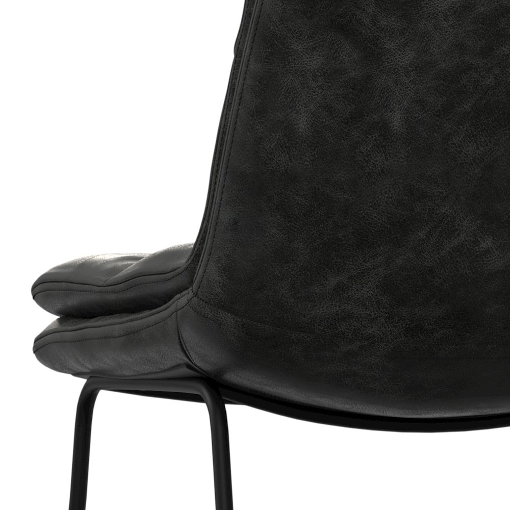 Modern Bar Stool (Set Of 2) In Distressed Charcoal Grey Vegan Faux Leather. Picture 5