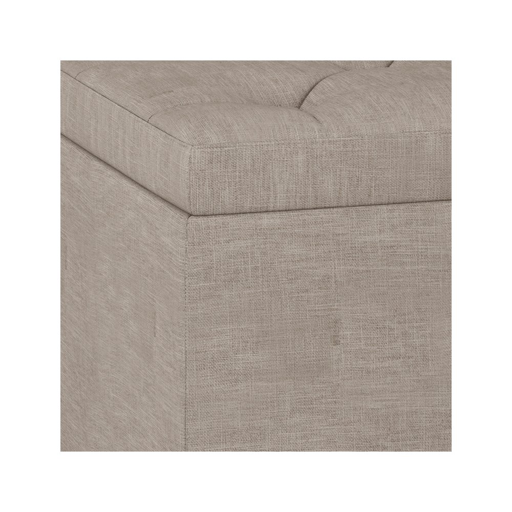 Hamilton Lift Top Rectangular Storage Ottoman in Natural Linen Look Fabric. Picture 8