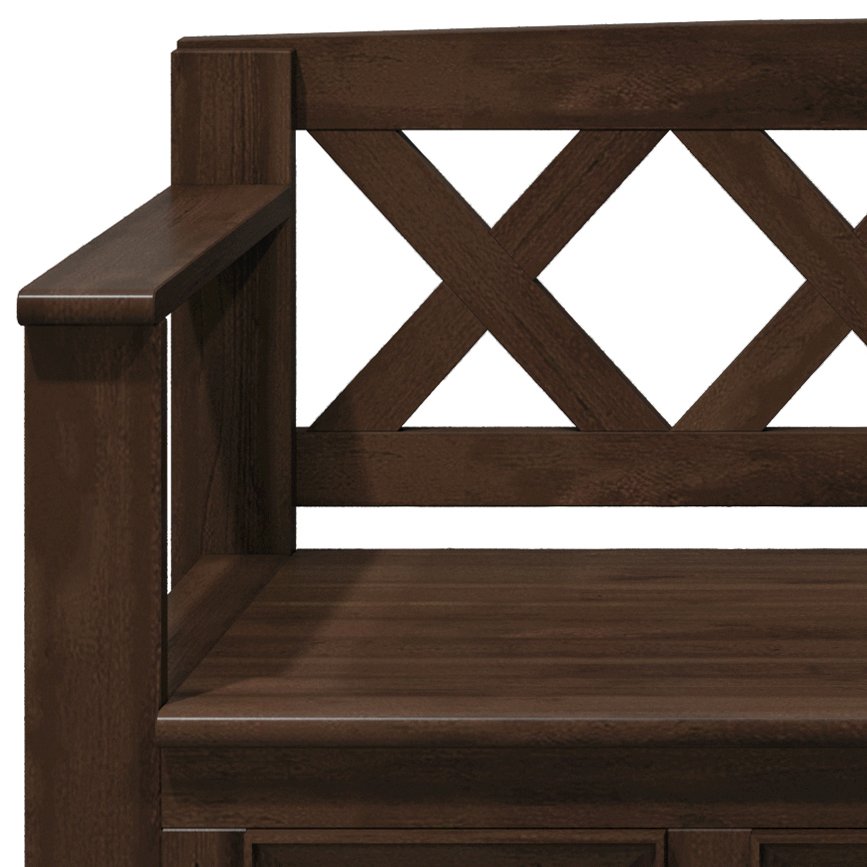 Amherst Solid Wood Entryway Storage Bench In Natural Aged Brown. Picture 2