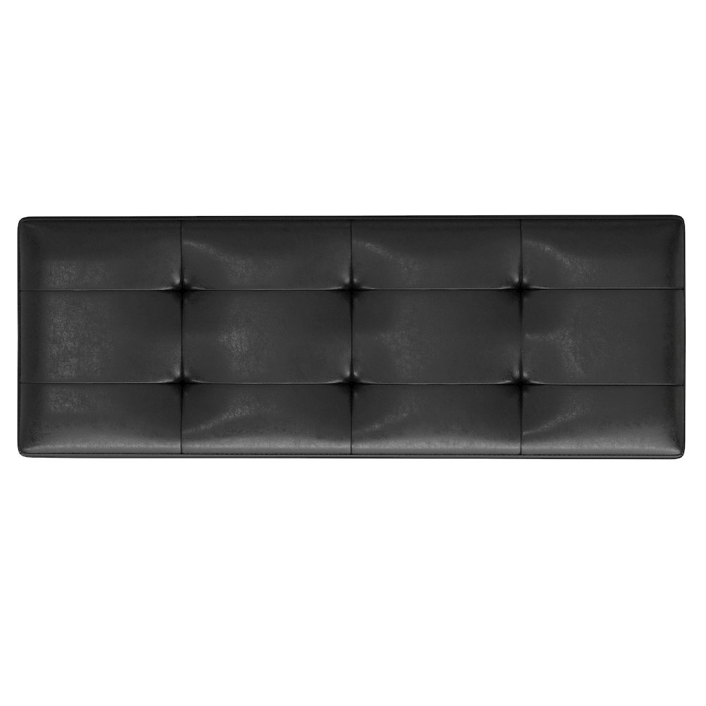 Rectangular Storage Ottoman In Distressed Black Vegan Faux Leather. Picture 2