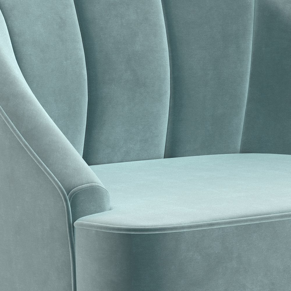 Harrah Accent Chair In Seafoam Blue Velvet Fabric. Picture 4