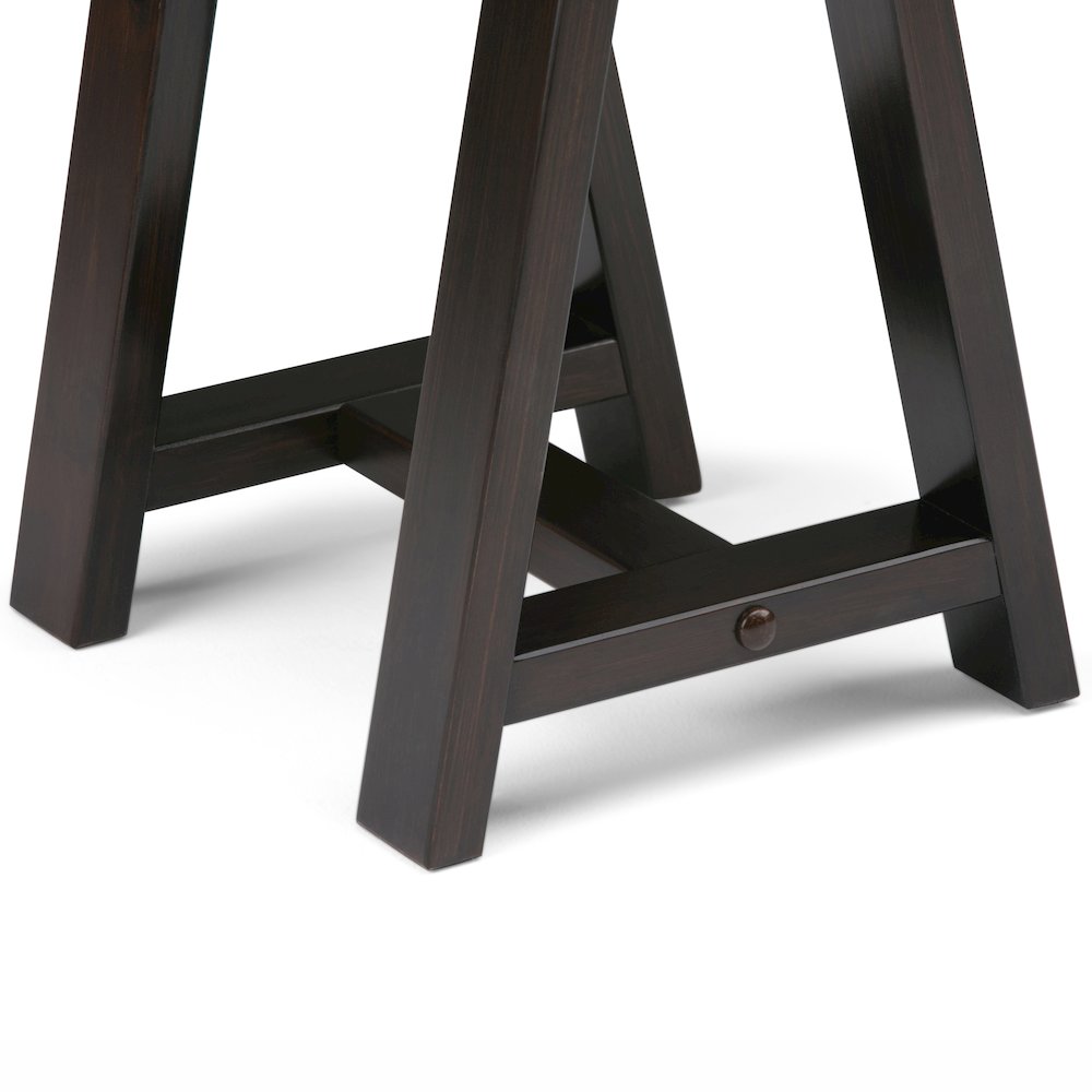 Sawhorse Solid Wood Console Sofa Table In Dark Chestnut Brown. Picture 3