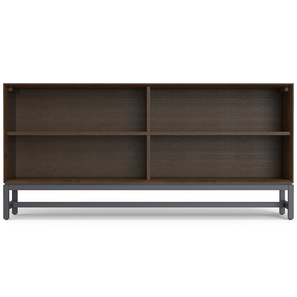 60"W Desk with 64"W 4 Cubbie Low Bookcase in Walnut Brown (Set of 2). Picture 4