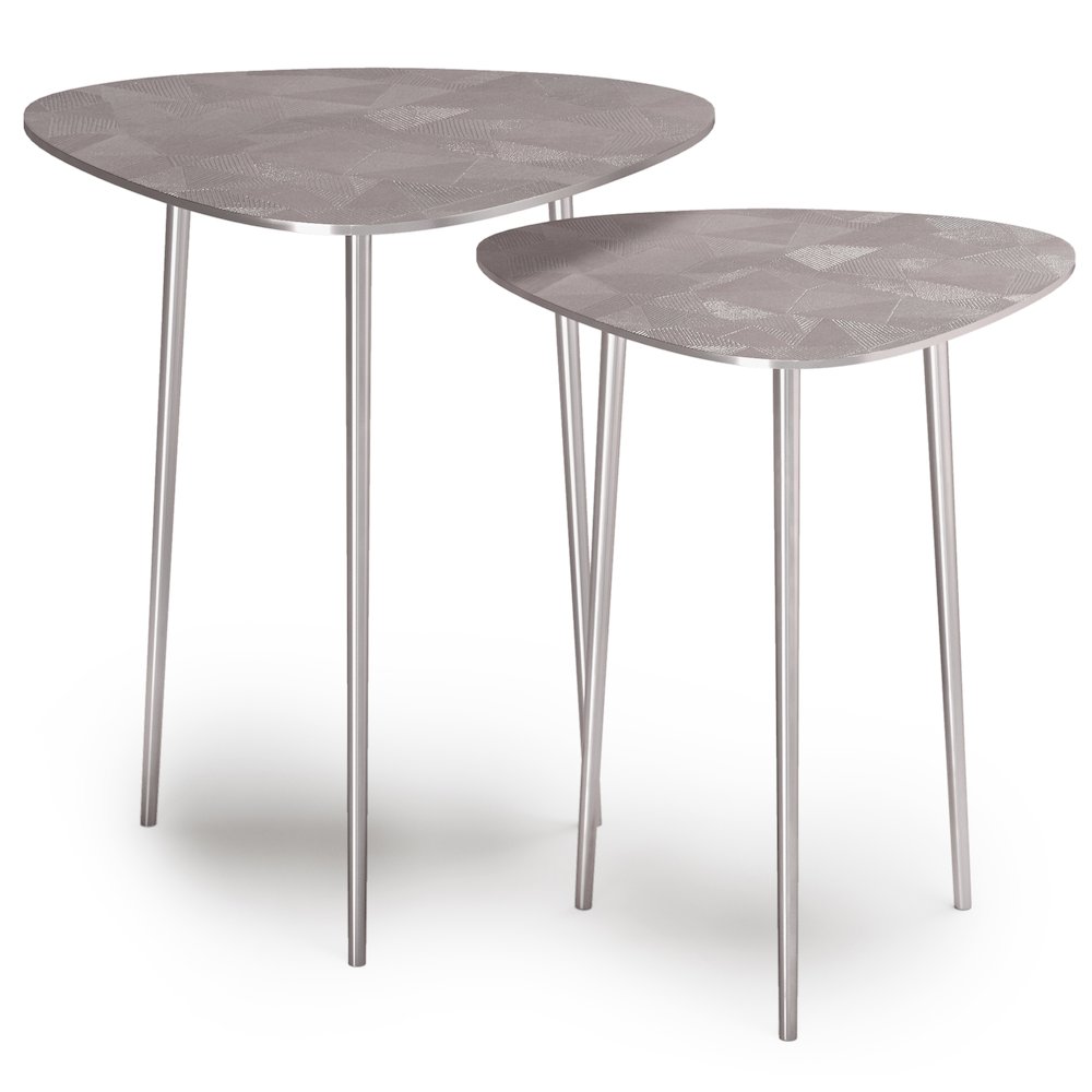 Shelton 2 Pc Metal Nesting Table In Nickel. Picture 1