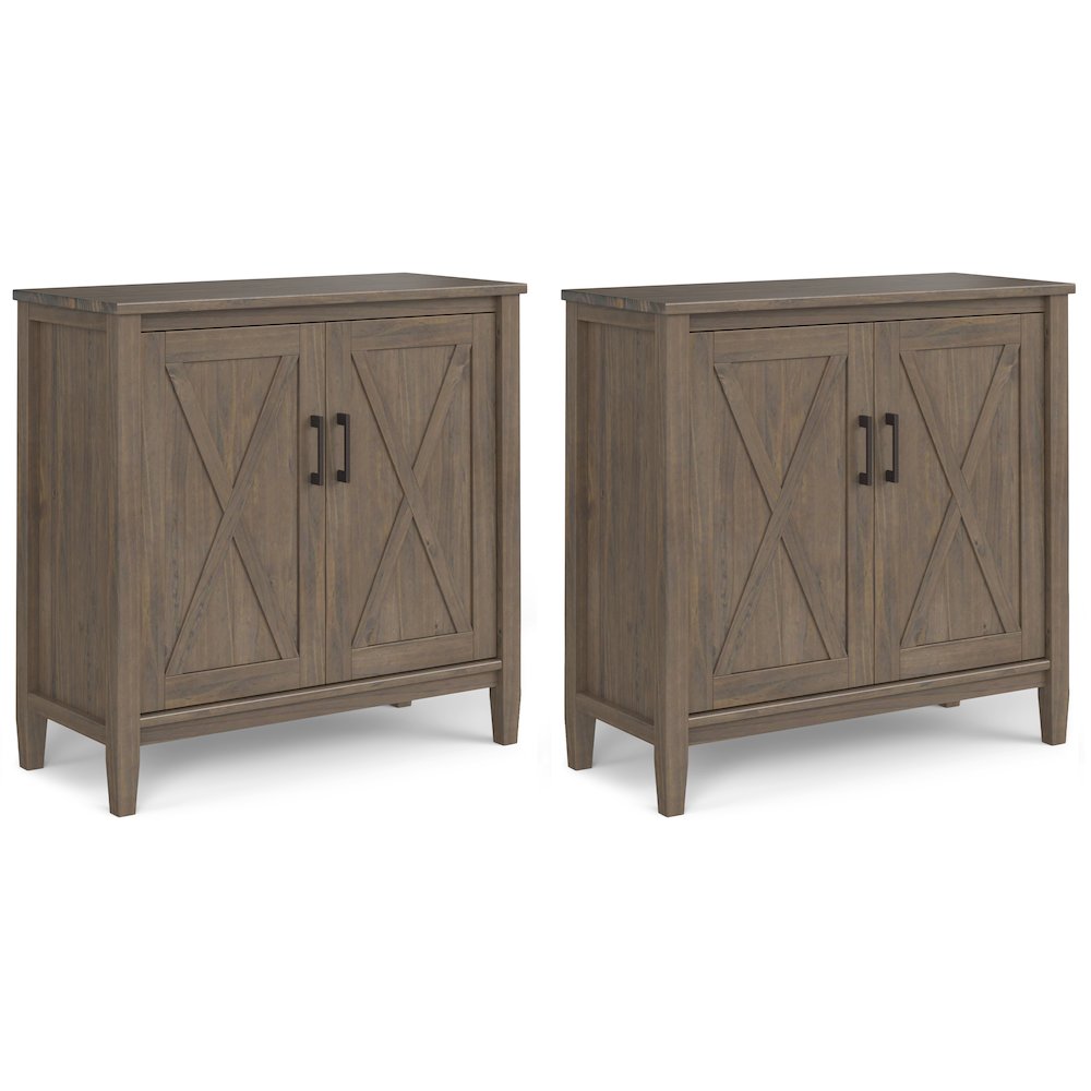Ela Solid Wood 32 Inch Storage Cabinet In Smoky Brown (Set Of 2). Picture 1
