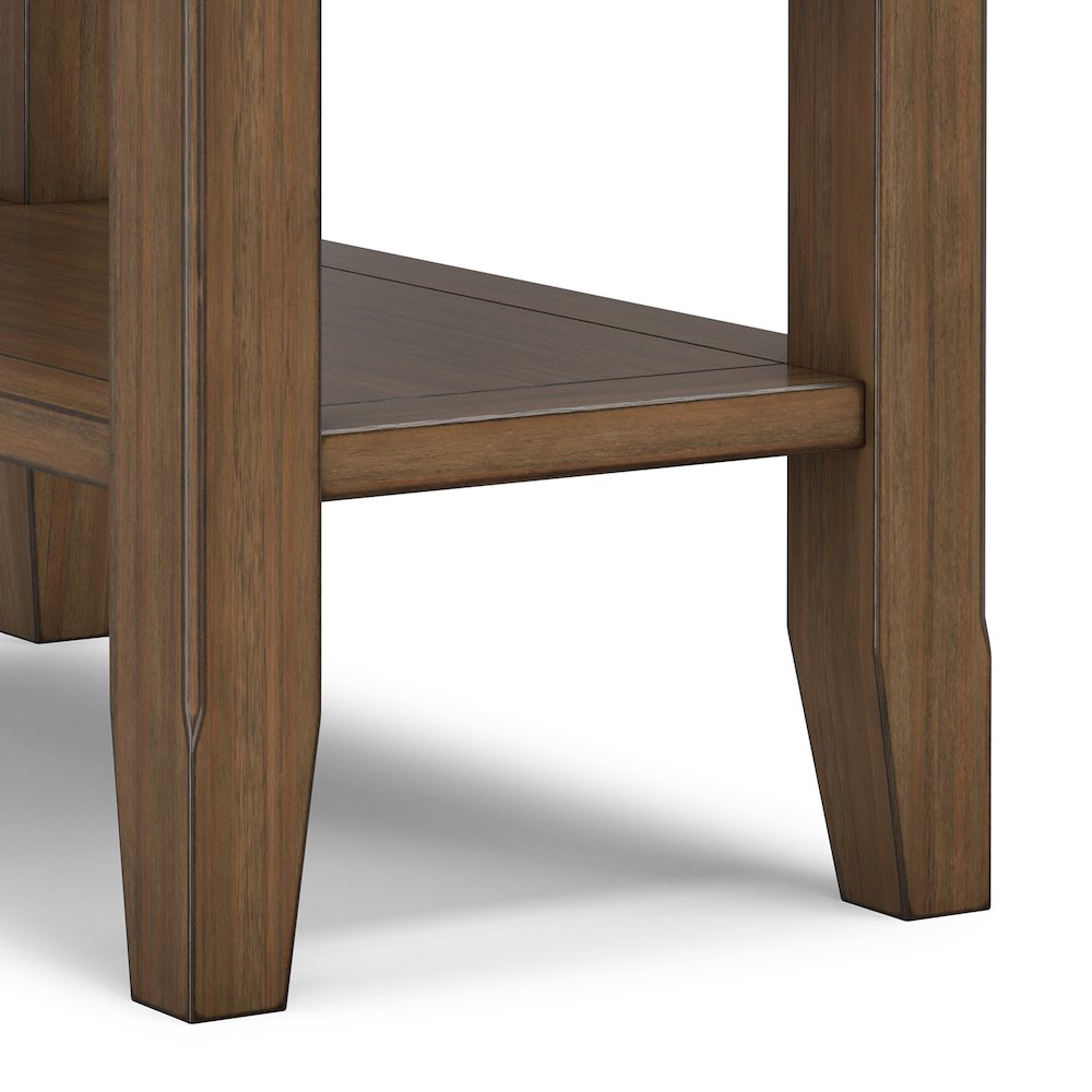 14 Wide Solid Wood Transitional Narrow Side Table in Rustic Natural Aged Brown. Picture 4