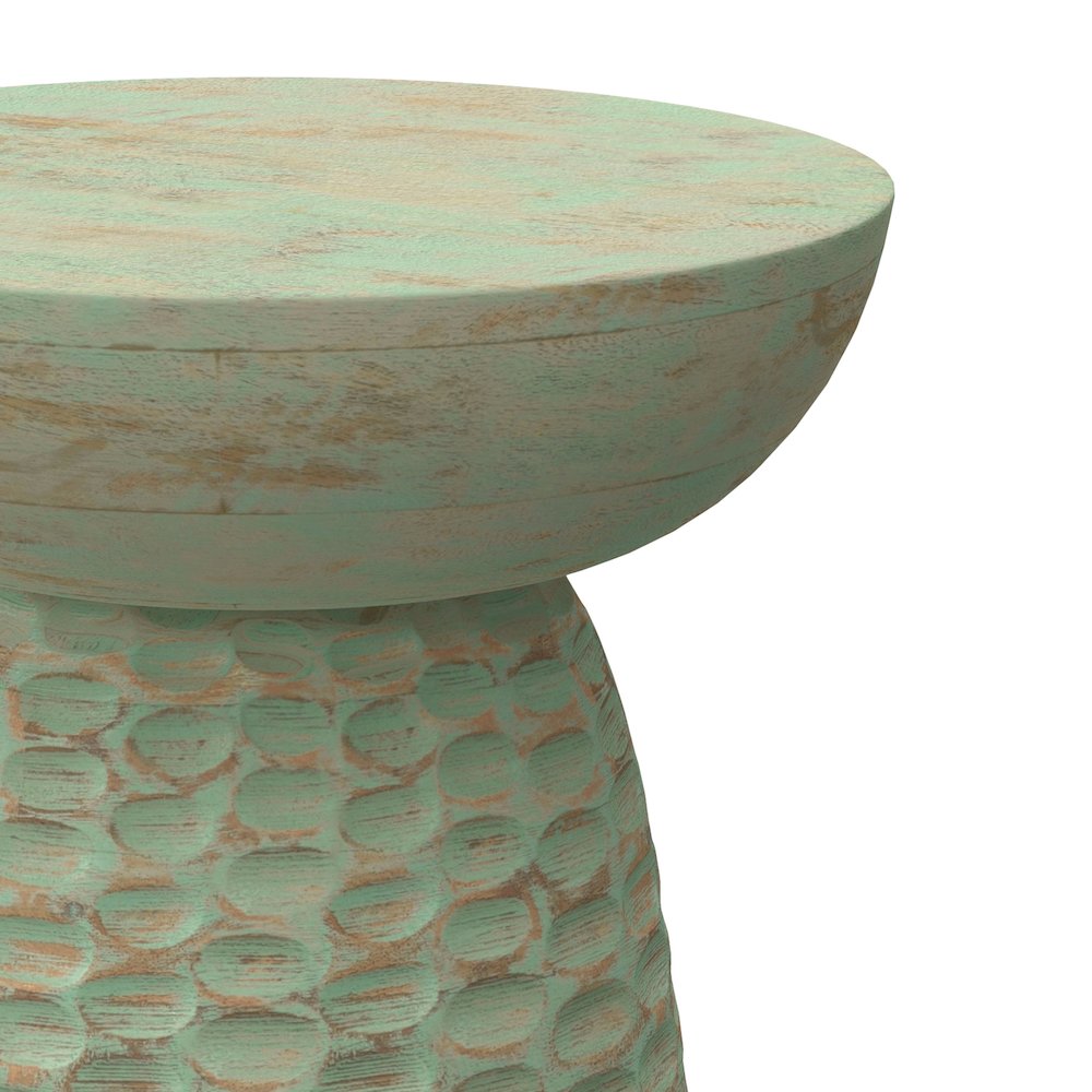 Boyd 13 inch Wide Solid Wood Contemporary Accent Table in Green Wash, Assembled. Picture 6
