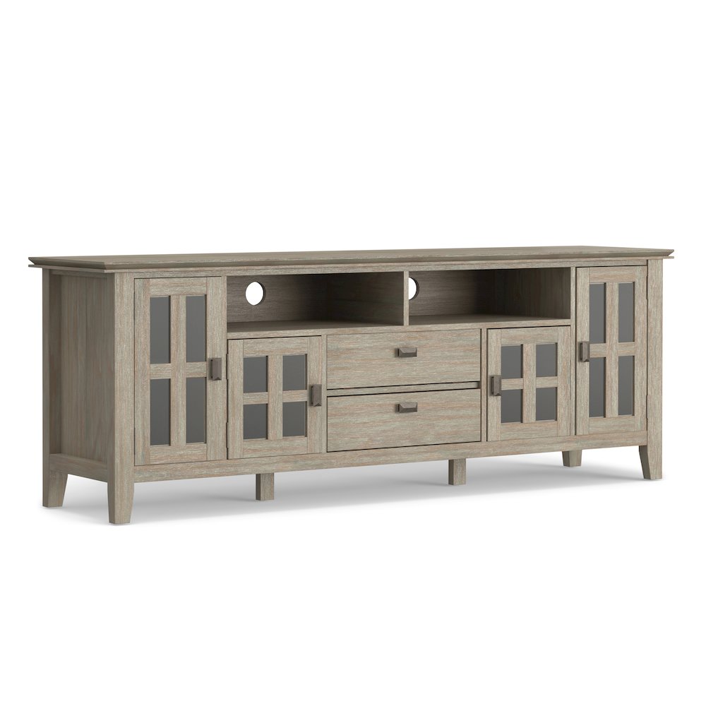 72 Inch Tv Media Stand In Distressed Grey For Tvs Up To 80 Inches. Picture 1