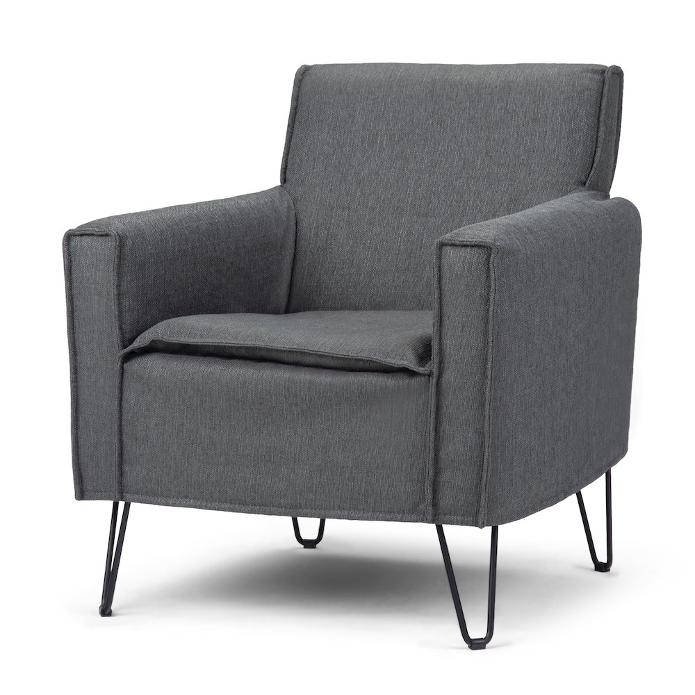 Warren Accent Chair with Hairpin Legs in Slate Grey Woven Fabric. Picture 1
