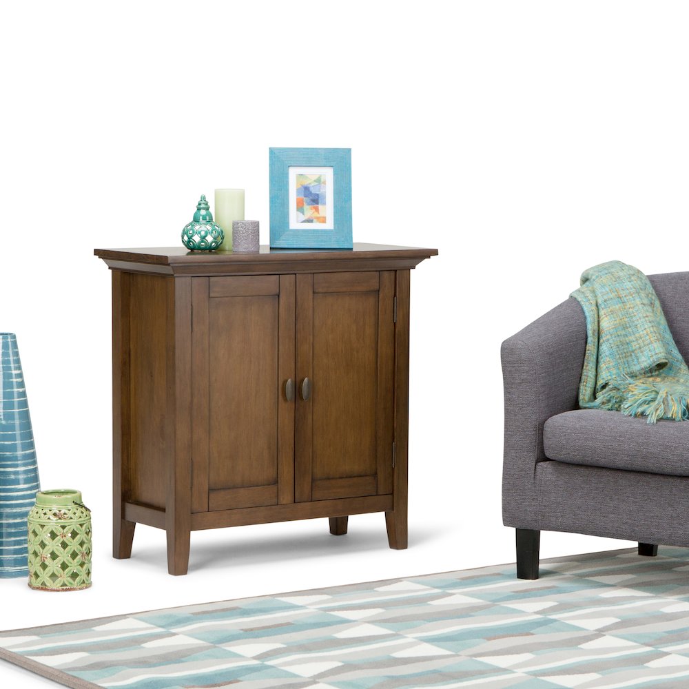 Redmond Solid Wood Low Storage Cabinet In Rustic Natural Aged Brown. Picture 5