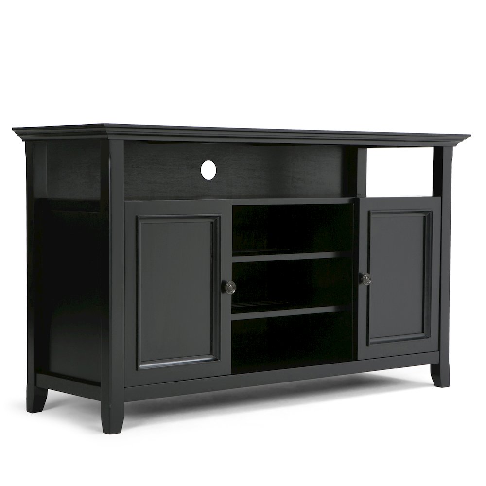 54"W TV Stand with Two 24"W 5 Shelf Bookcases in Black (Set of 3). Picture 2
