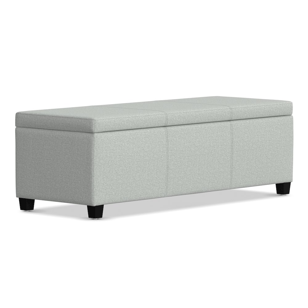 48 inch Wide Storage Ottoman Bench in Light Stone Grey Linen Look Fabric. Picture 2