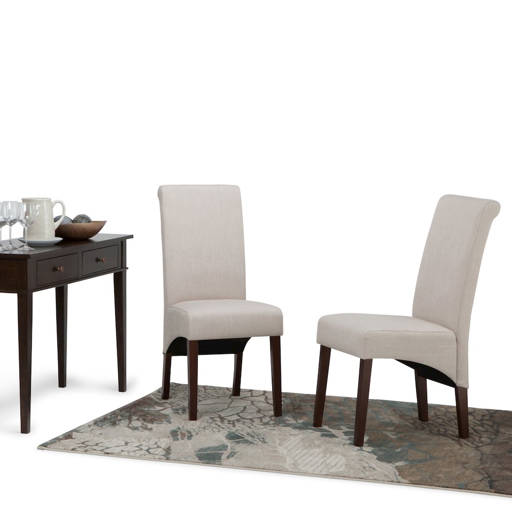 Avalon Solid Wood Deluxe Parson Dining Chair (Set Of 2) In Light Beige. Picture 5