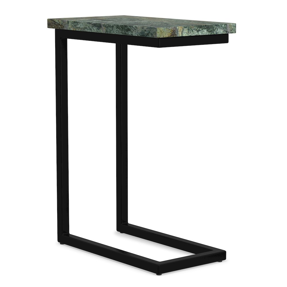 Skyler 18 inch Wide Industrial C Side Table in Green/Black Genuine Marble/Iron. Picture 2