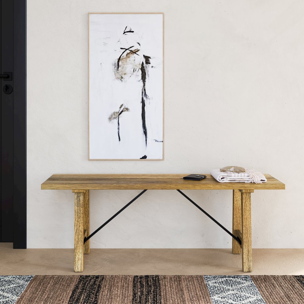 Harvey Solid Mango Wood Bench In Natural. Picture 5