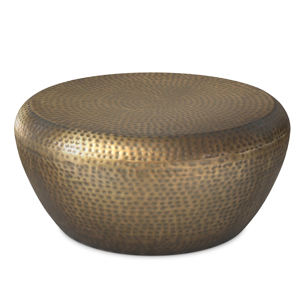 36 inch Wide Modern Industrial Coffee Table in Antique Gold Iron, Assembled. Picture 2