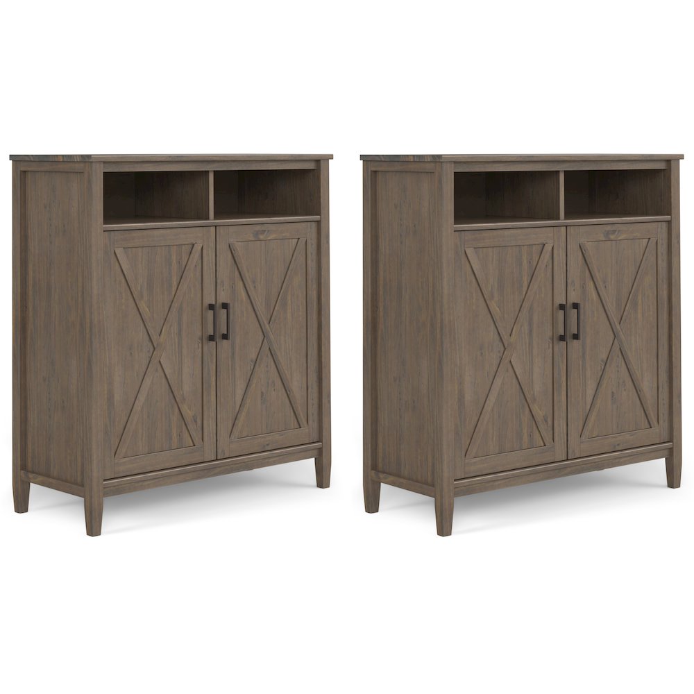 Ela Solid Wood 39 Inch Storage Cabinet In Smoky Brown (Set Of 2). Picture 1