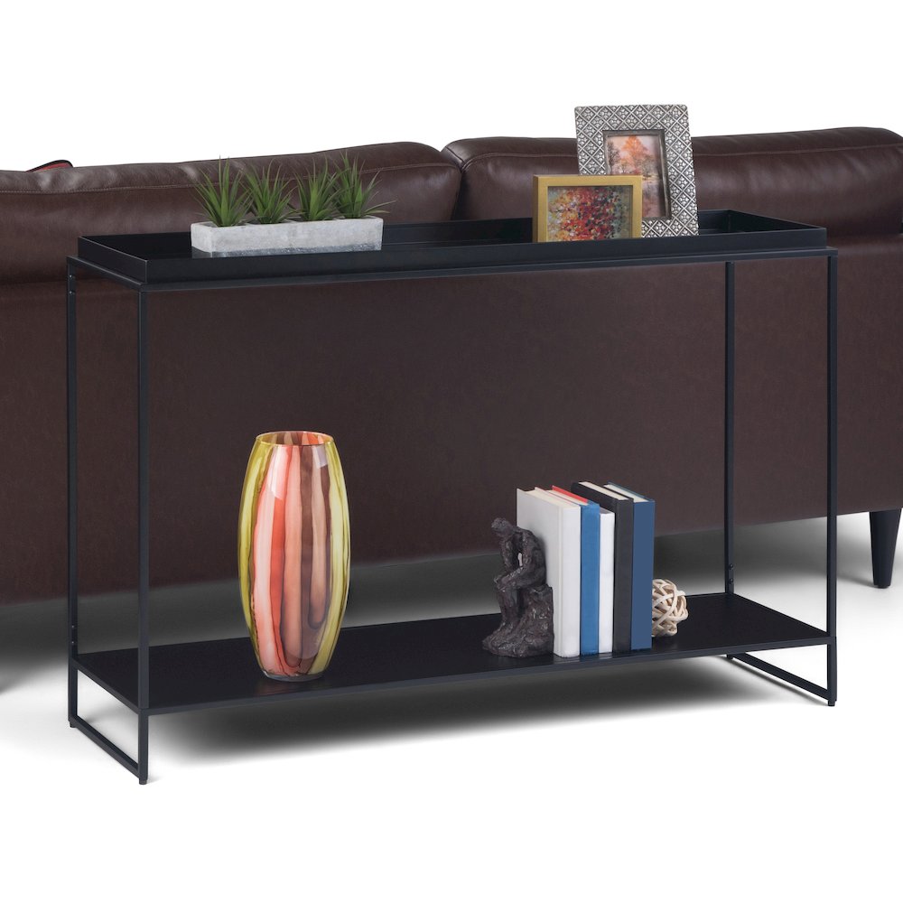 Garner Tray Top Console Table in Black. Picture 9