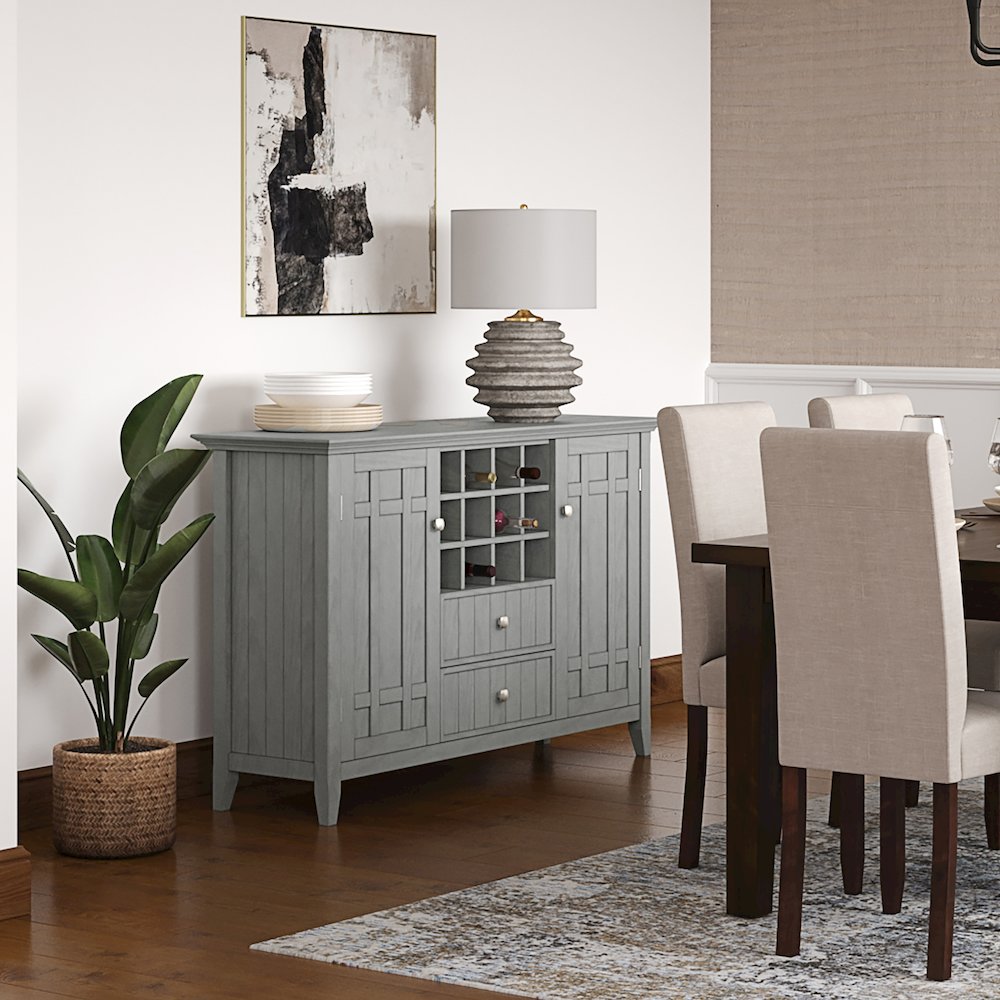 Bedford Solid Wood Sideboard Buffet And Wine Rack In Fog Grey. Picture 5