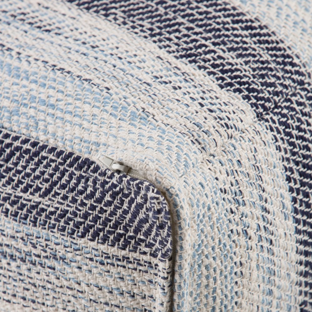 Clay Square Pouf In Patterned Blue Melange Cotton. Picture 2