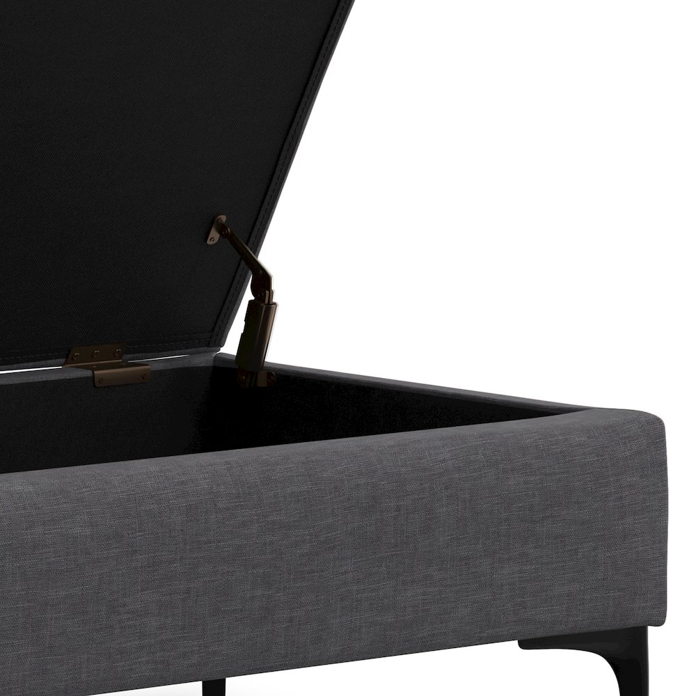 Large Coffee Table Storage Ottoman with Lift up Lid in Slate Grey Polyester. Picture 9