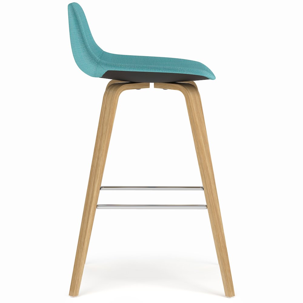 Counter Height Stool (Set Of 2) With Light Wood In Aqua Blue Polyester. Picture 3