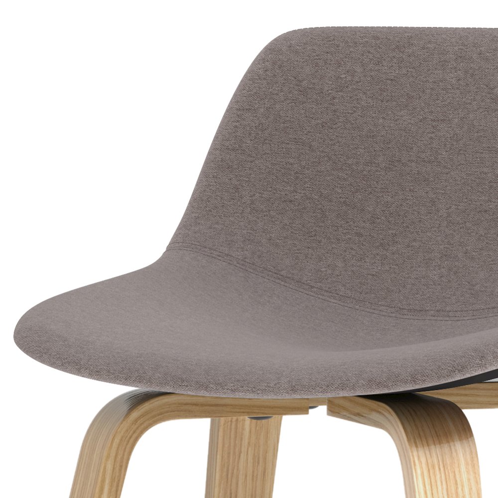 Counter Height Stool (Set Of 2) With Light Wood In Mocha Polyester Linen. Picture 2