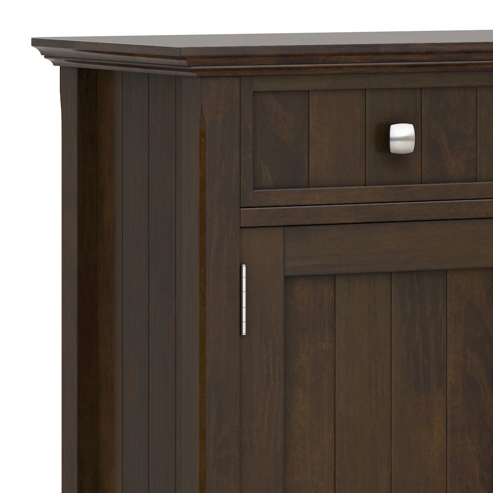 Acadian Solid Wood Wide Entryway Storage Cabinet In Brunette Brown. Picture 3