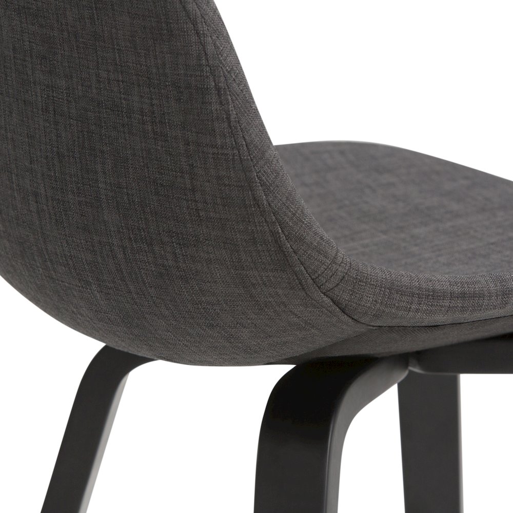Counter Height Stool (Set Of 2) In Charcoal Grey, Black Linen Look Fabric. Picture 2