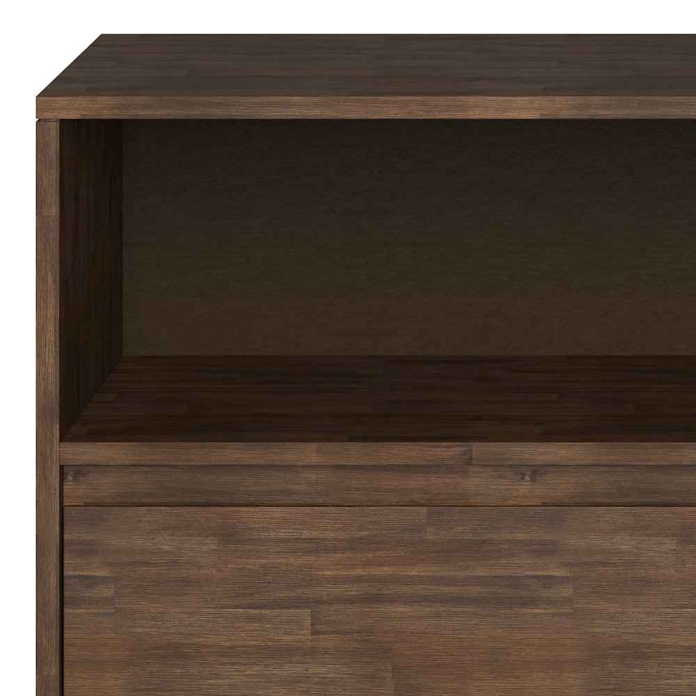 Chase Solid Acacia Wood Low Bookcase In Rustic Natural Aged Brown. Picture 2
