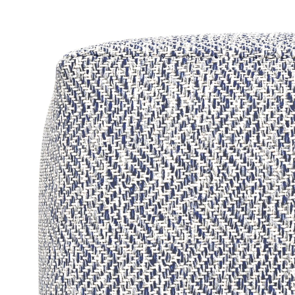 Nate 18 inch Wide Boho Square Pouf in Denim Mélange Cotton. Picture 5