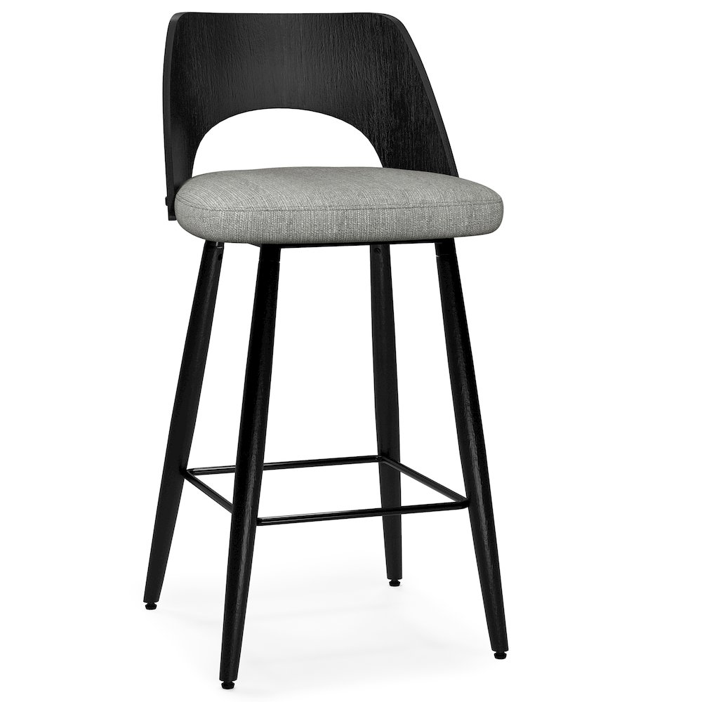 Callie Counter Height Stool (Set Of 2) In Grey Polyester Linen Fabric. Picture 4