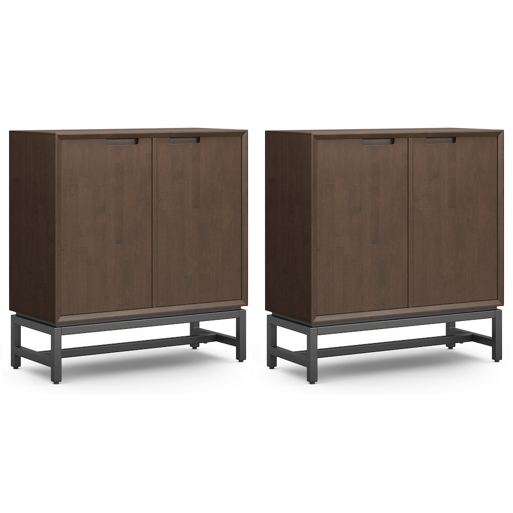 Banting Solid Wood 39 Inch Storage Cabinet In Walnut Brown (Set Of 2). Picture 1
