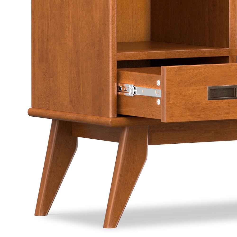 Draper 42 inch Wide Solid Hardwood Mid-Century Storage Bookcase in Teak Brown. Picture 5