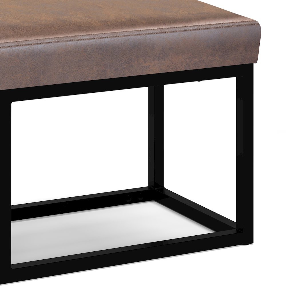 Reynolds Bench In Distressed Chestnut Brown Faux Leather. Picture 4