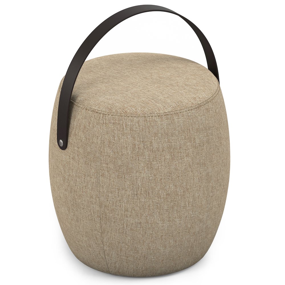 Ramsay Footstool In Taupe Linen Look Fabric. Picture 1