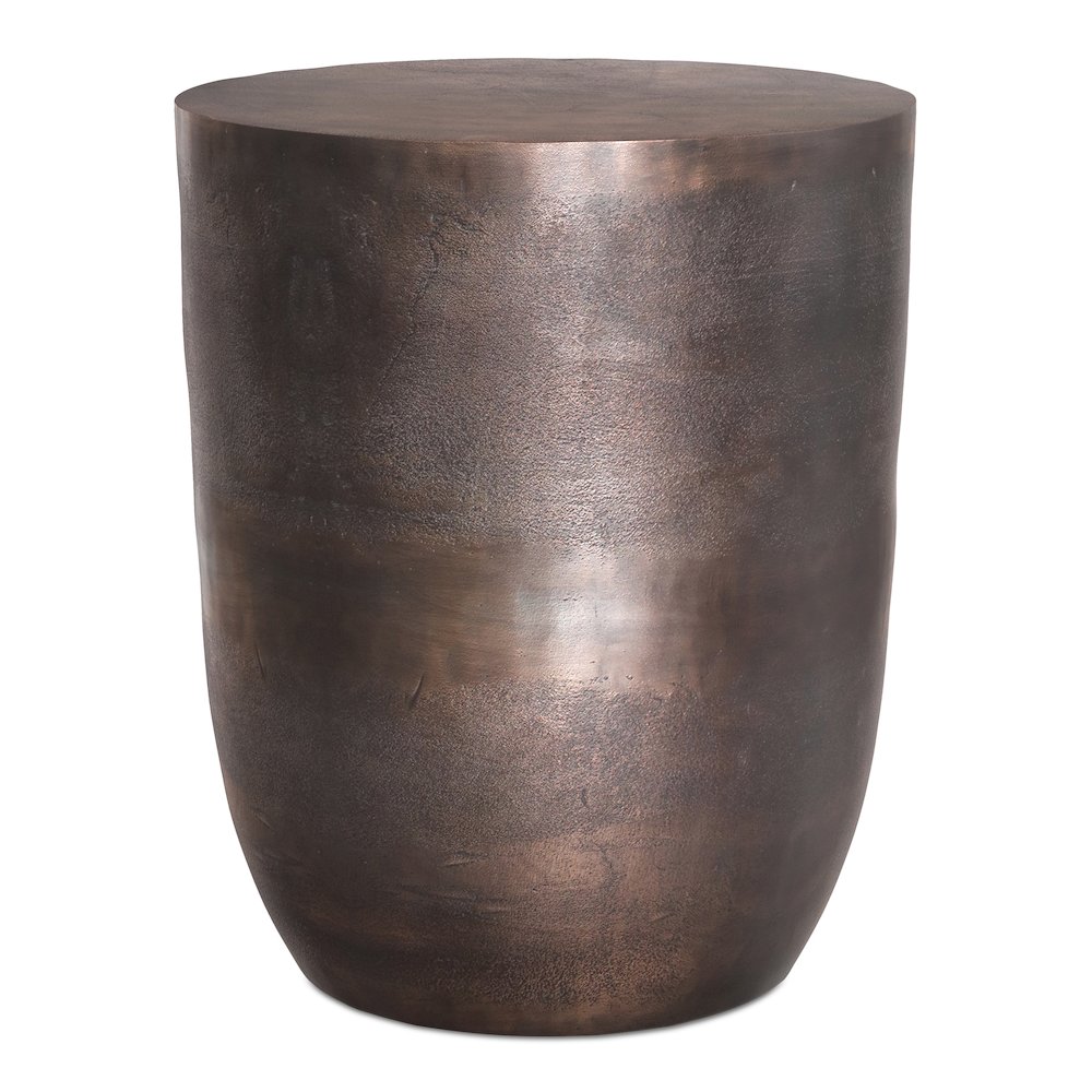 16.5 inch Wide Metal Accent Table in Antique Copper Cast Aluminum, Assembled. Picture 1