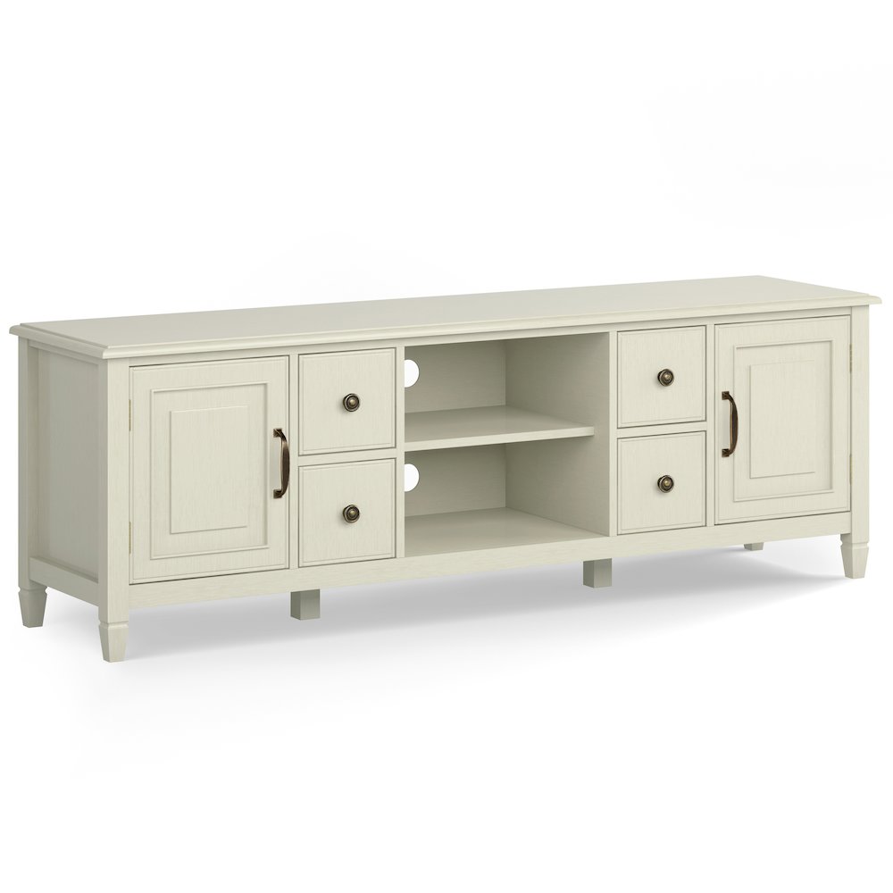 72 Inch Wide Tv Stand In Antique White For Tvs Up To 80 Inches. Picture 1