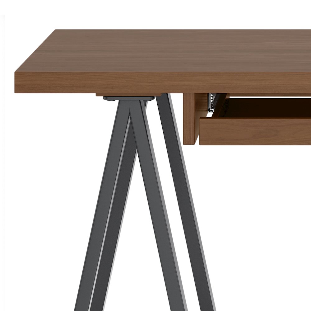 Sawhorse Solid Walnut Veneer and Metal Small Desk. Picture 7