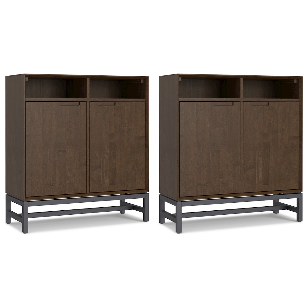 Banting Solid Wood 36 Inch Storage Cabinet In Walnut Brown (Set Of 2). Picture 1