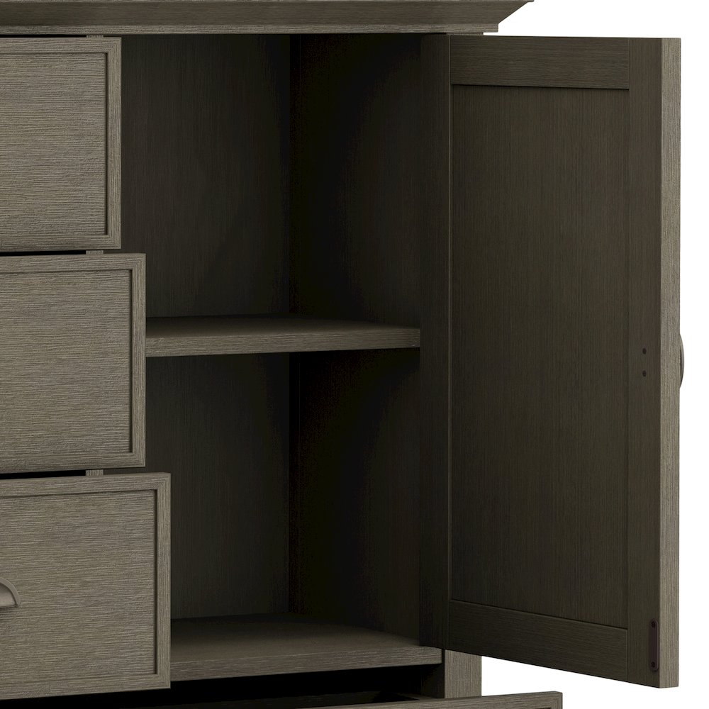 Redmond Solid Wood Medium Storage Cabinet In Farmhouse Grey. Picture 4