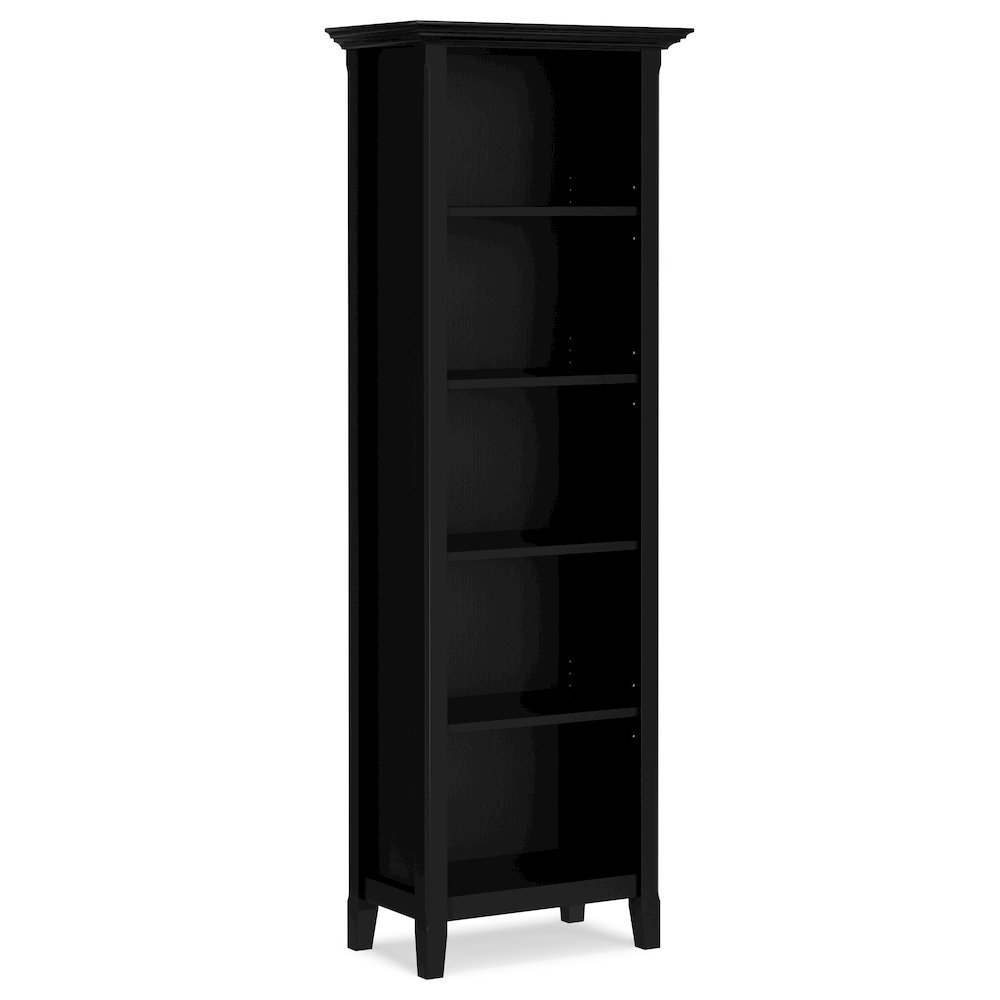 Amherst 24 inch Wide Solid Wood Transitional 5 Shelf Bookcase in Black. Picture 1