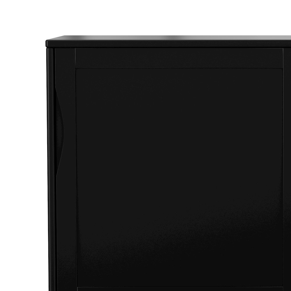 48 inch Wide Solid Hardwood Mid-Century Modern Medium Storage Cabinet in Black. Picture 5